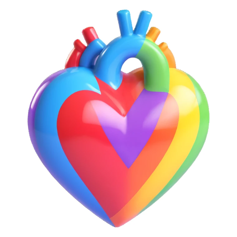 gay pride rainbow heart, bright and cheerful, glossy finish sticker