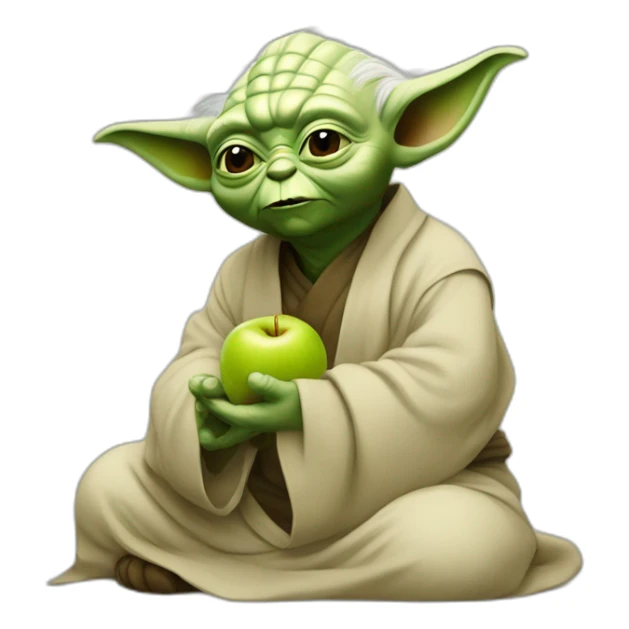 Yoda qui mange une pomme sticker