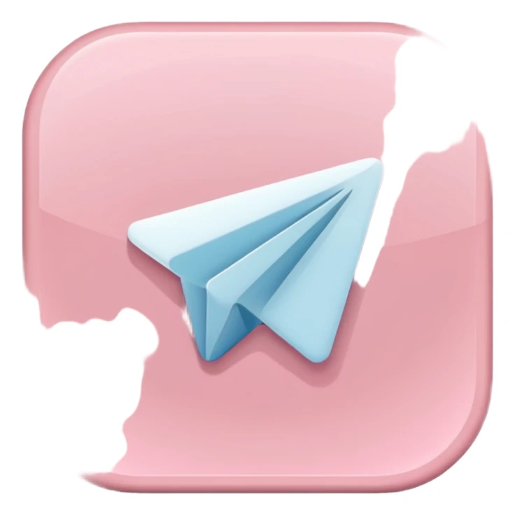 pastel pink Telegram app icon in iOS Apple emoji style sticker