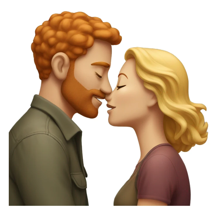 Tall redheaded man kissing a blonde woman  sticker