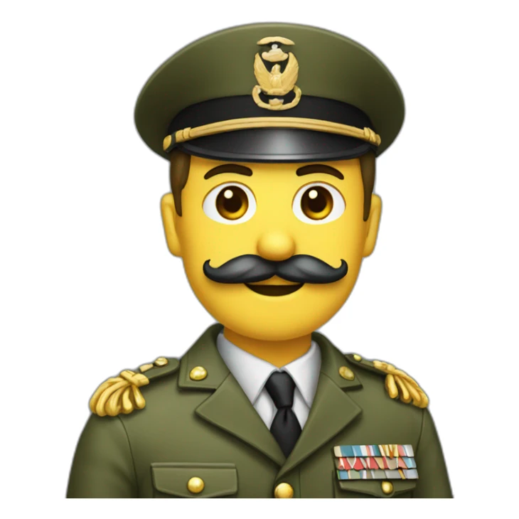 Homme avec moustache carré en tenue militaire le bras sticker