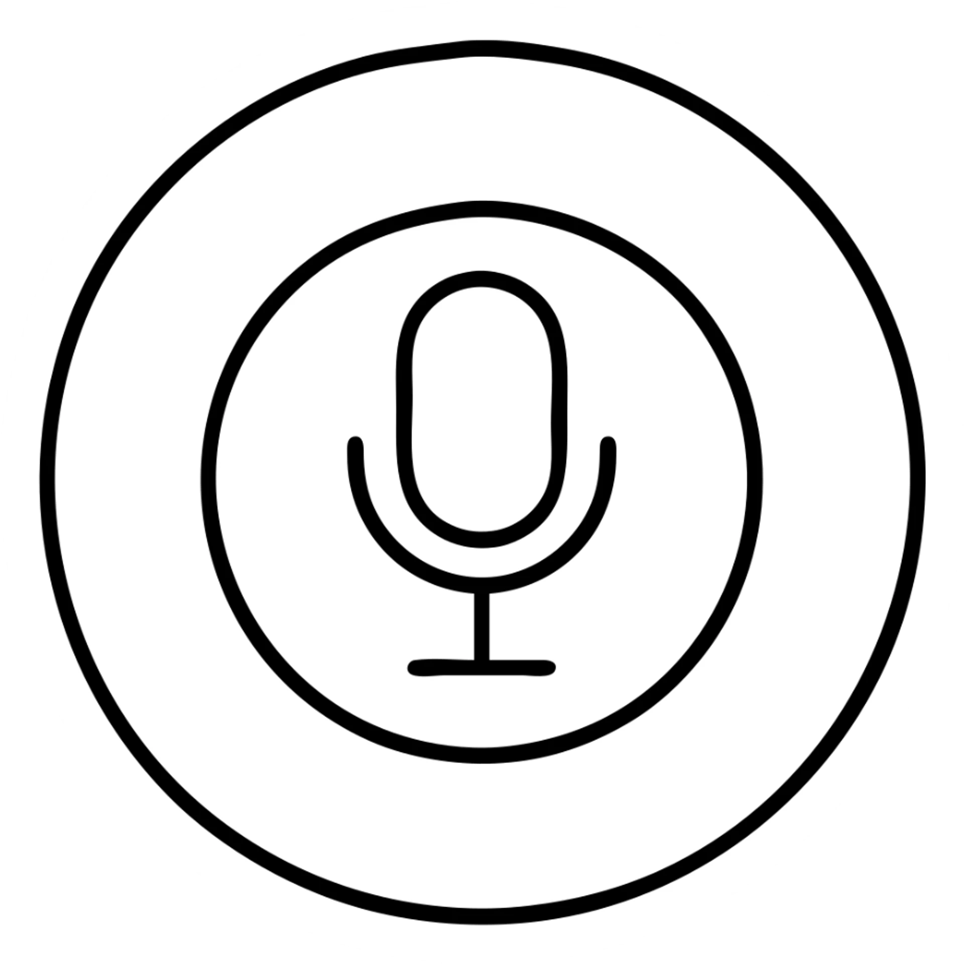 Add a thin black microphone outline in the center of the red record button, modern look, no background. sticker