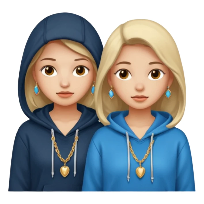 two girls in hoodie with jewelry  sticker