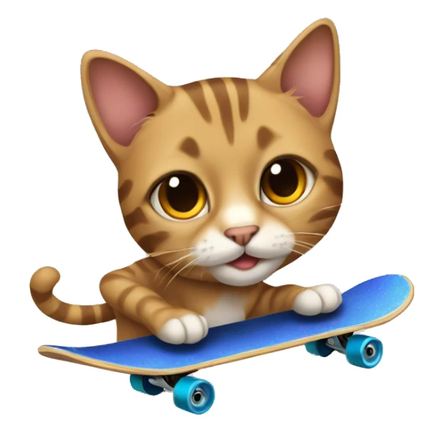 A tabby cat with brown eyes riding a skateboard  sticker