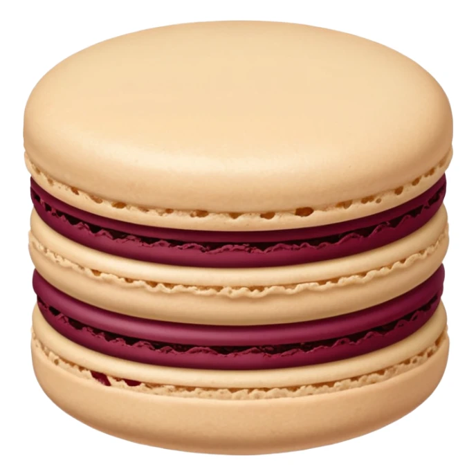 macaroons in soft beige color, burgundy filling sticker