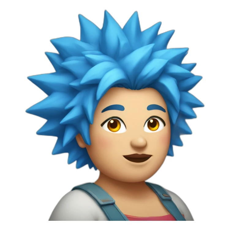 Middle-aged fat Chilean woman spiky bright blue hair sticker