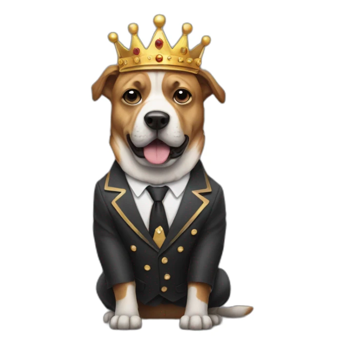 A bad dog with a crown in a suit sticker