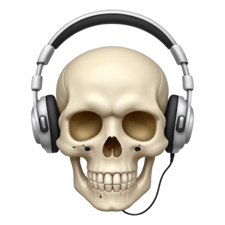une tete de mort avec un casque audio sticker