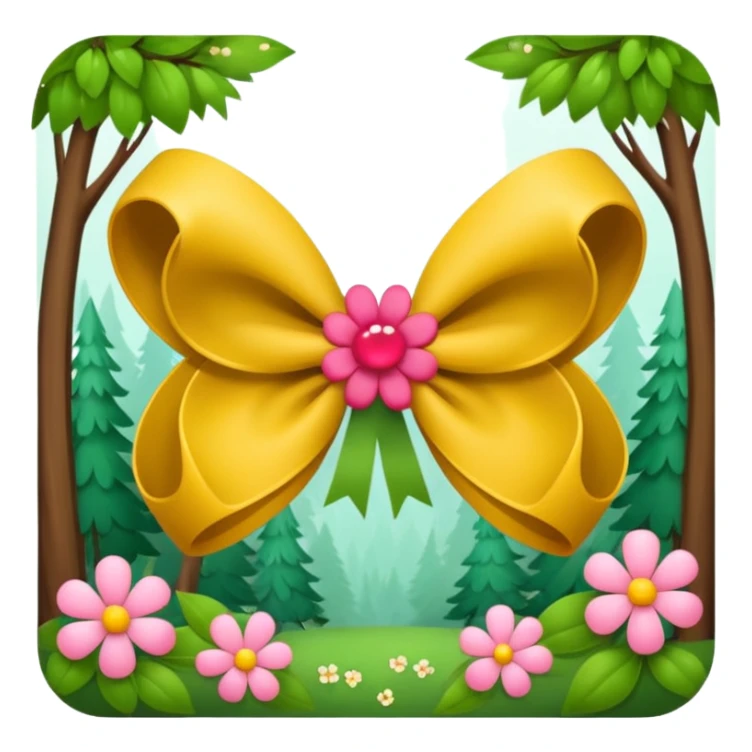 forest character small bow with flower petals sticker