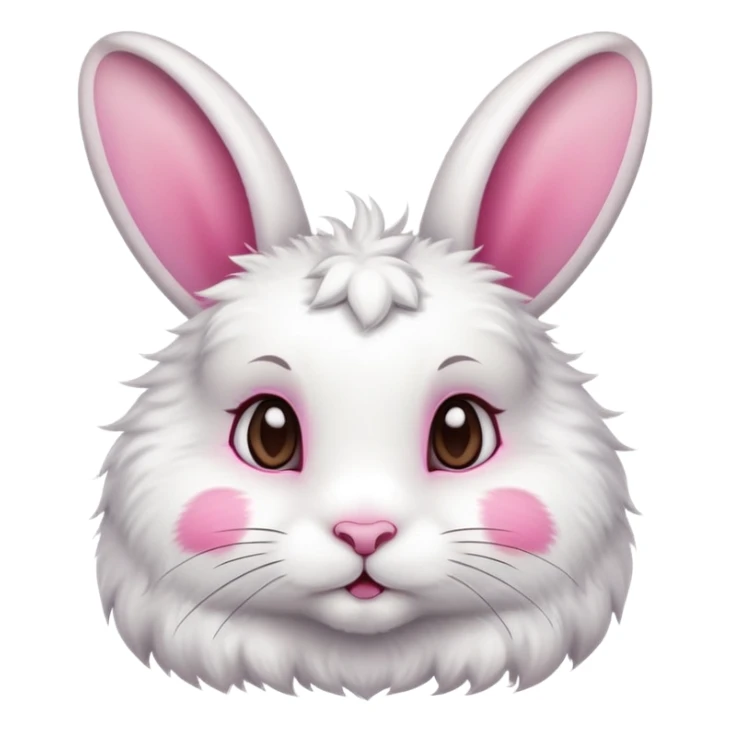 White super fluffy rabbit with dark brown spots, with one ear up and one ear down sticker