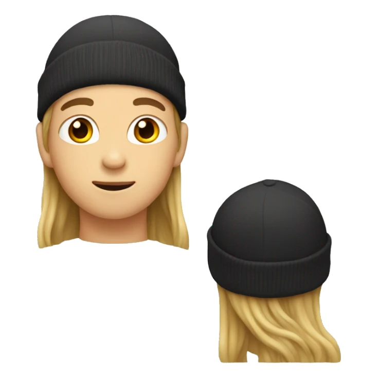 boy with chin long hair, a beanie  sticker