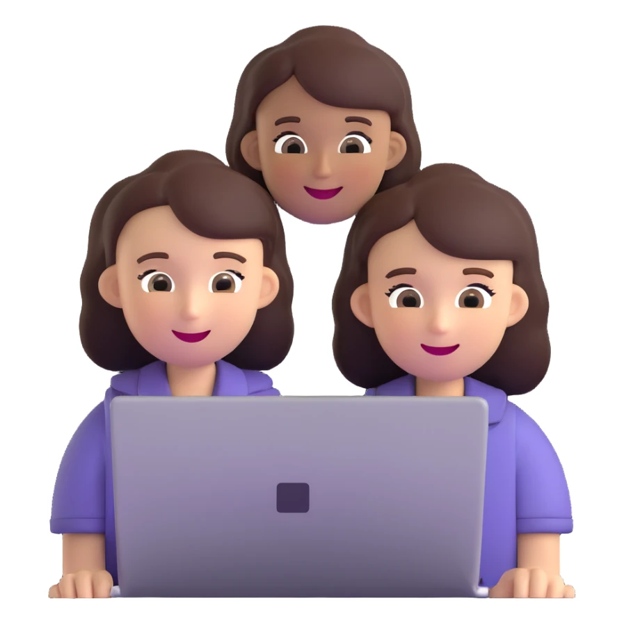 boy and girl on a video call, laptops with faces on screen, happy conversation sticker
