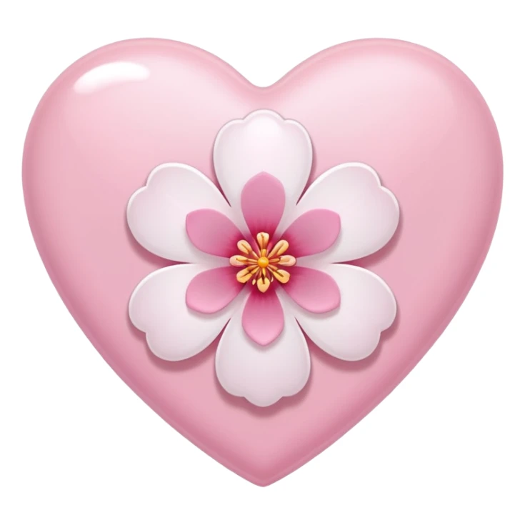white heart with a single sakura blossom sticker