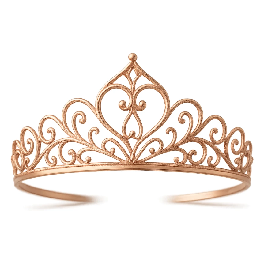 rose gold tiara, elegant, metallic, delicate, minimal background sticker