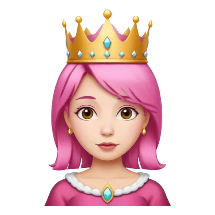 cute queen with pink hair and queen crown sticker
