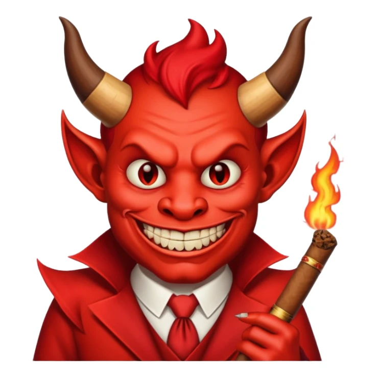Diablito de cara roja con un cigarro sticker