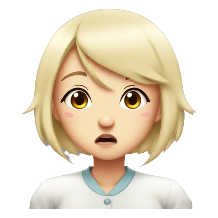 a 2d anime style girl character pushing her lips forward with unsatisfied emotion sticker