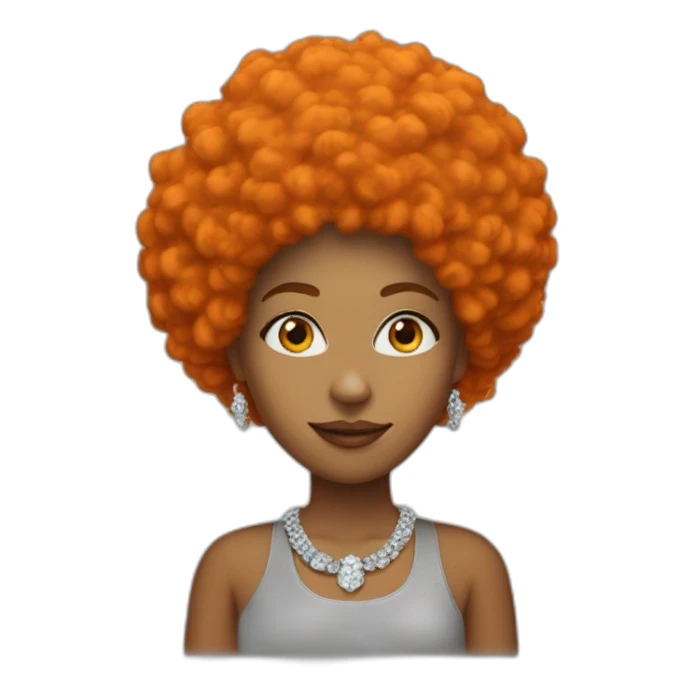 one woman with orange afro and diamond chain sticker