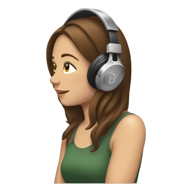 White brunette girl listening to music sticker