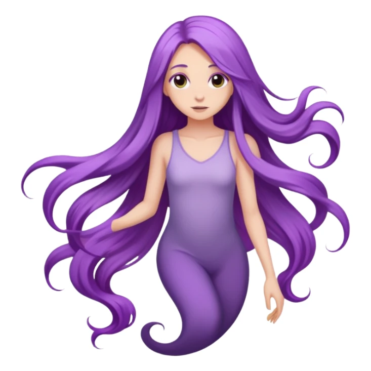 A girl with very long, flowing purple hair that cascades down her back sticker