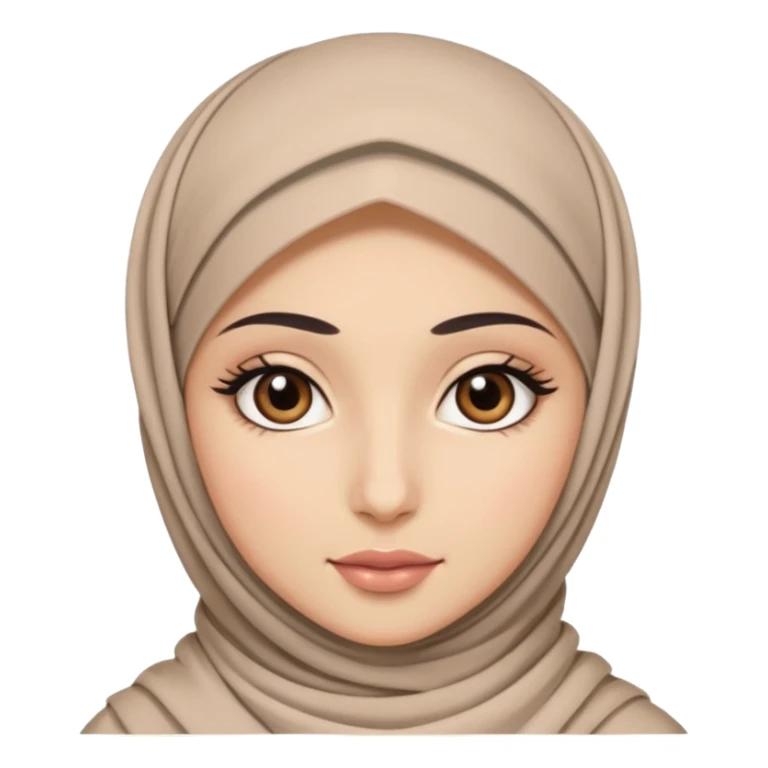 hijab with dark brown eyes and long lashes with and light  skin sticker