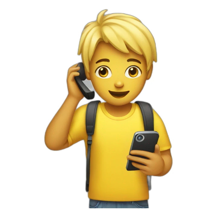 yellow young adult with phone sticker