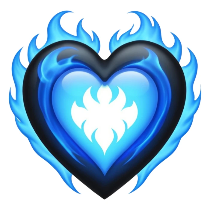 black heart with blue flames surrounding the perimiter  sticker