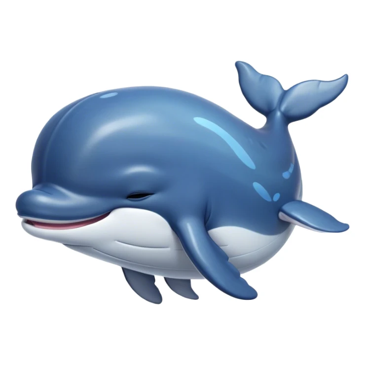 Meme-Worthy Cute Sleeping Humpback Whale Portrait Emoji, Head resting peacefully with a contented smile, showcasing an enormous blue-gray body with gently drifting pectoral fins and eyes softly closed in serene slumber, Simplified yet adorably endearing features, highly detailed, glowing with a soft, drowsy deep-sea light, high shine, relaxed and utterly lovable, stylized with an air of playful oceanic laziness, soft glowing outline, capturing the essence of a sleeping humpback whale that feels destined to become the next viral icon of adorable marine rest! sticker