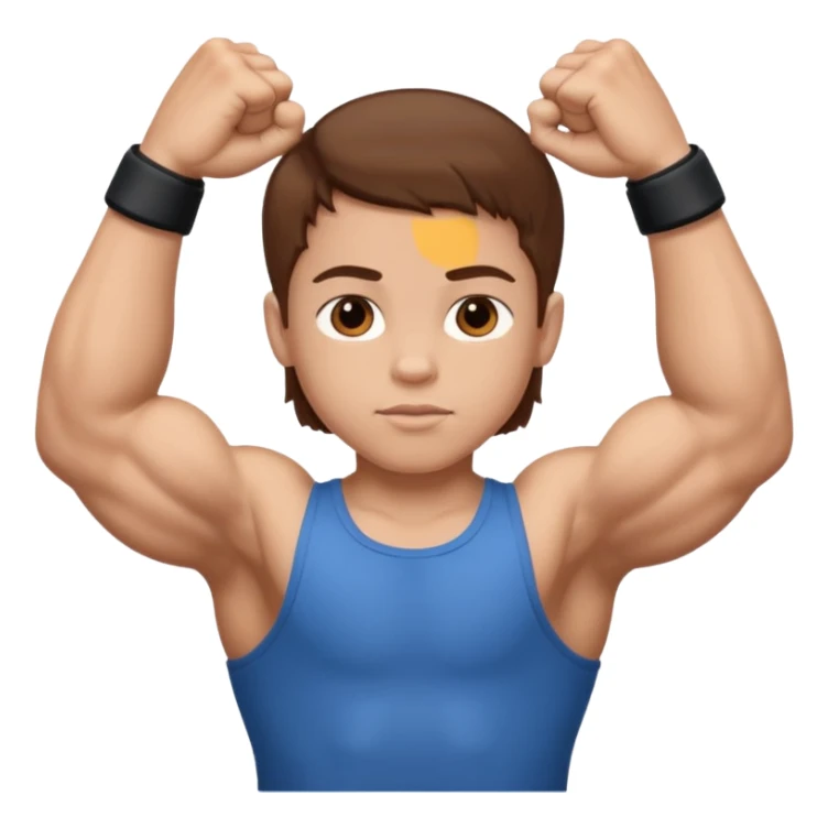 Bambino con capelli marroni e grande bicipite  sticker