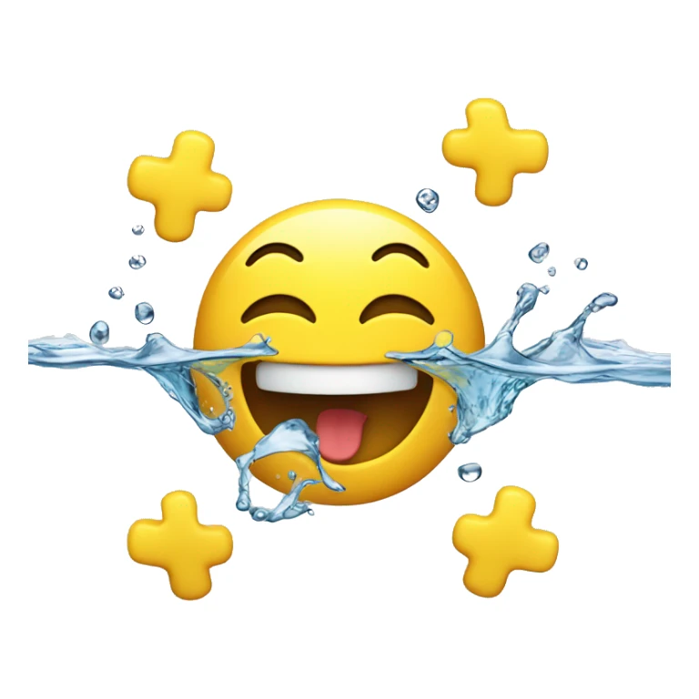 Smiling emoji with yellow bone in mouth with water sticker