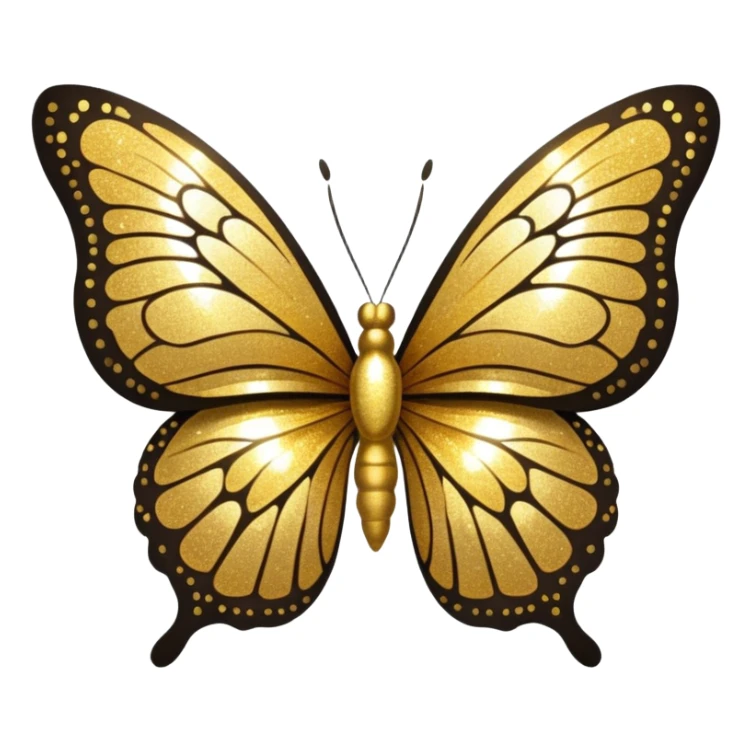 Golden shimmery glitter butterfly emoji sticker