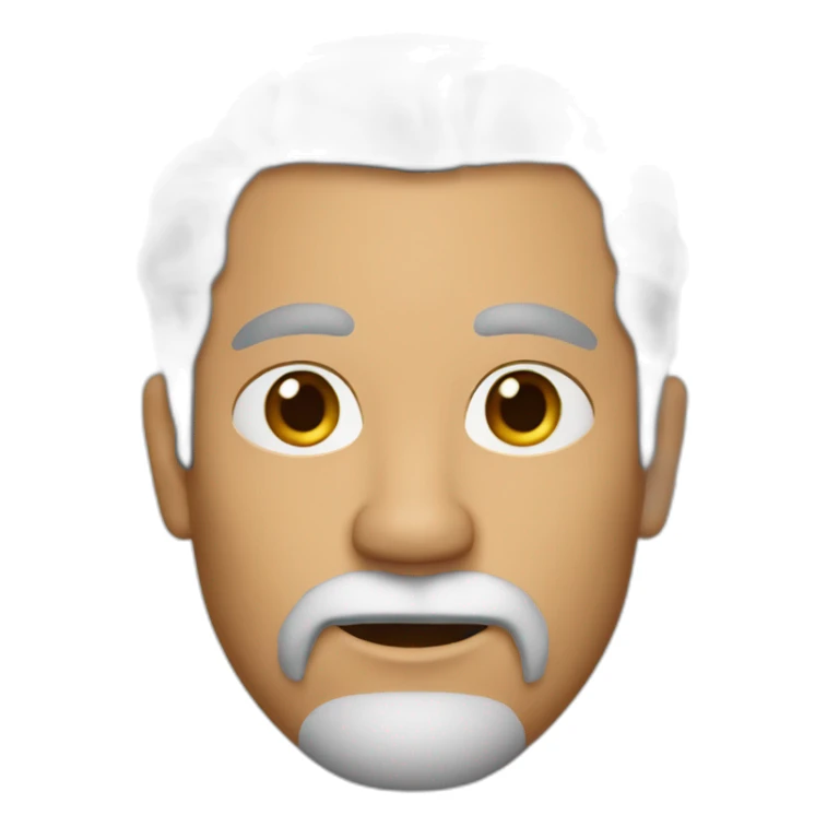A 58-year-old man with salt and pepper hair and a gray goatee sticker