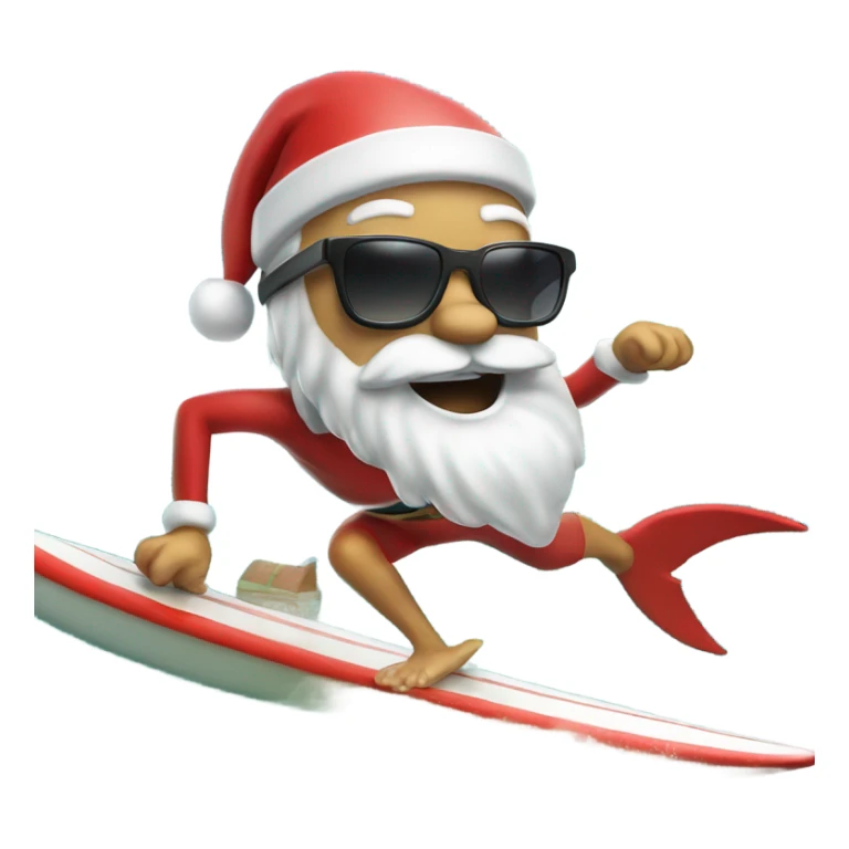 Santa surfing wearing sunglasses. Chased by a shark sticker