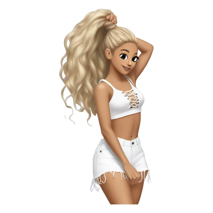 Ariana grande doing a hair flip in Shakira lace up croc top  sticker