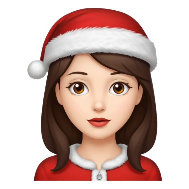 brunette woman with wearing Santa sticker