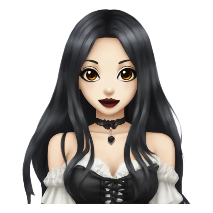 Vampire hime gyaru girl black hair sticker
