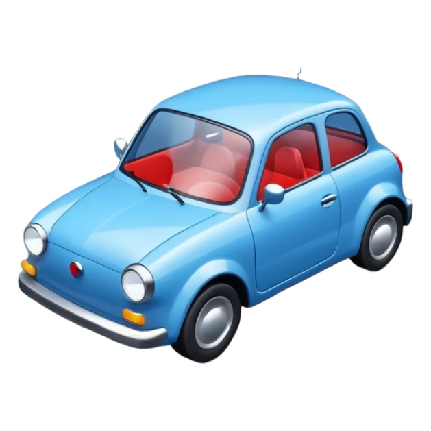 A simple 3D icon showing a road with a small blue car moving forward. The design uses blue, white, and black as main colors, with tiny red accents for the car lights. Clean, minimal, and easy to understand. sticker