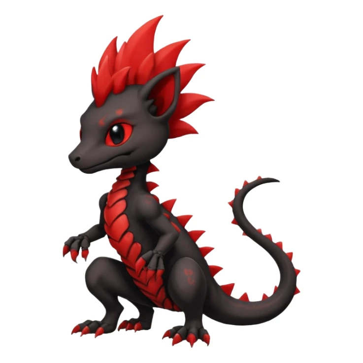 Fiery skeletal gothic evil black and red salandit-Liten-torracat with a red Mohawk  sticker