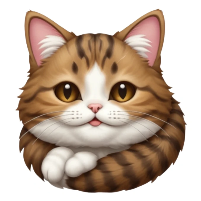 dark brown tabby and white cat in funny positions upside down with eyes closed sticker