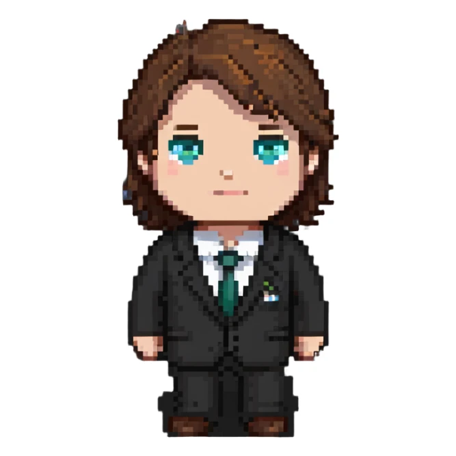 businessperson with brown hair, suit sticker