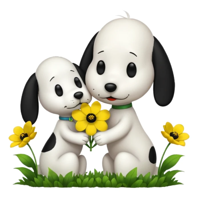 snoopy kissing flowers sticker