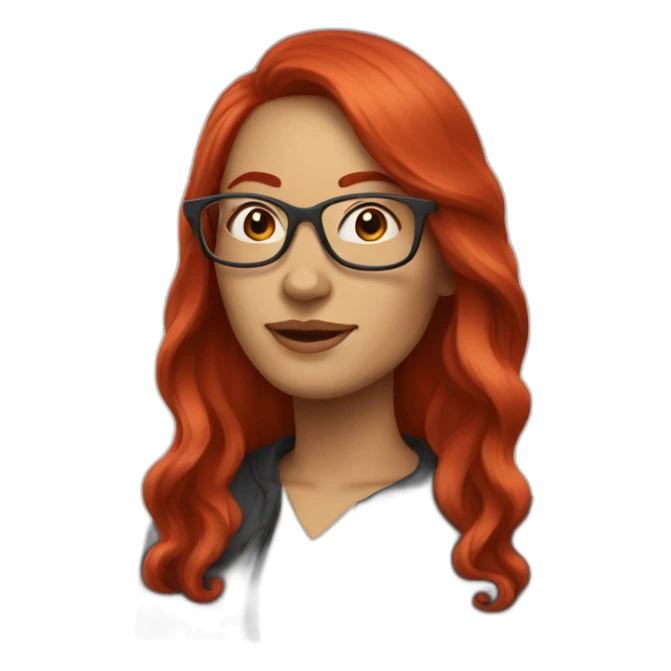 woman with long red hair and red glasses sticker