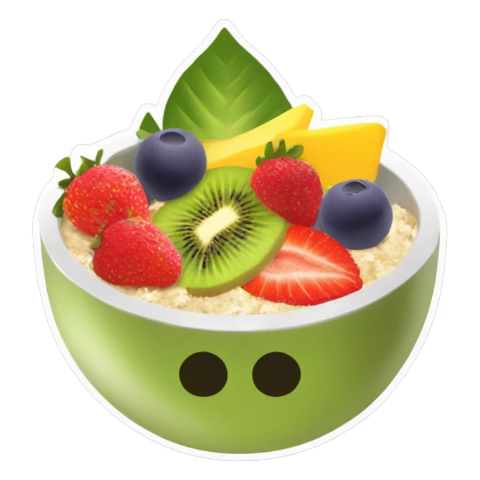 acai bowl with strawberries/ mango/ kiwi/ and coconut flakes sticker