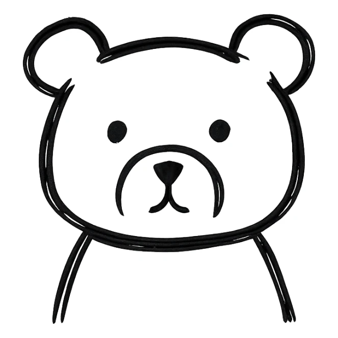 simple bear icon, minimalist and bold, clean black outlines, no fill, modern icon style sticker