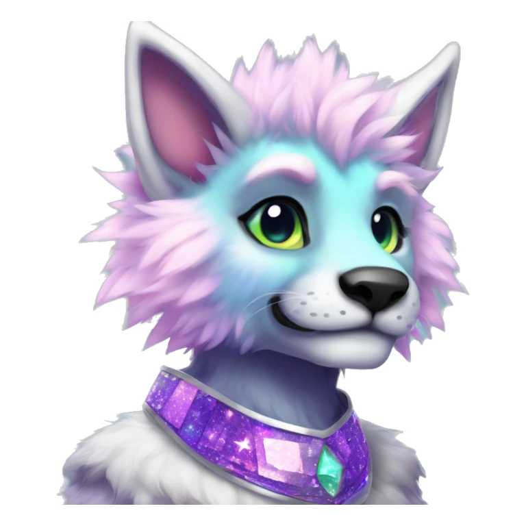 Furry, sparkle, iridescent, colorful, pastel, edgy, cool, fantasy beautiful, divine, animal, anthro, full body, fursona, protogen sticker