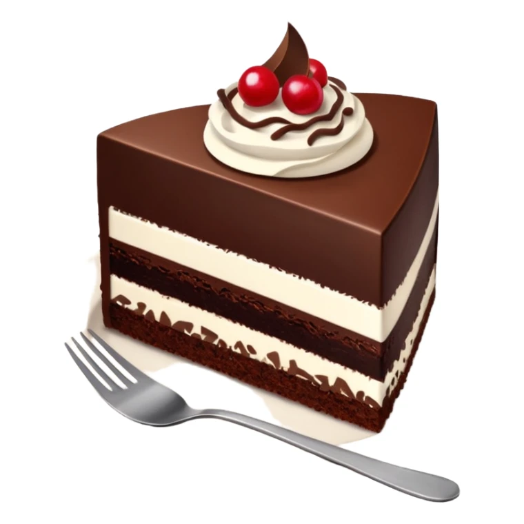black forest gateau slice with fork and plate sticker