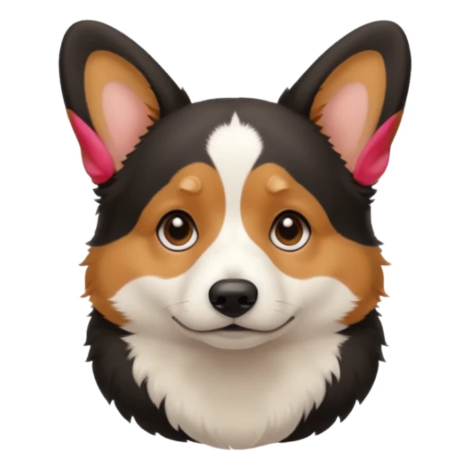 sad black tricolor corgi with no tail sticker
