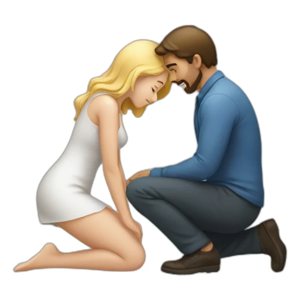Man on knees facing woman sticker