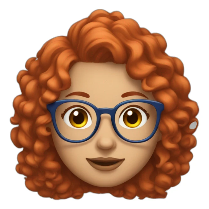 a curvy girl with curly red hair and blue glasses winking sticker