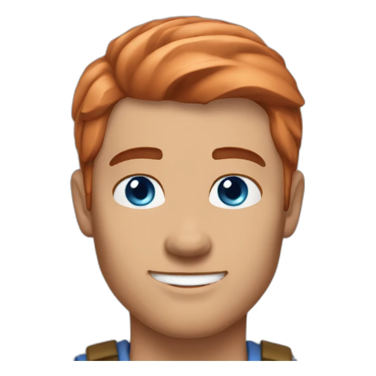 Outdoors man blue eyes slick copper hair clean shaven sticker